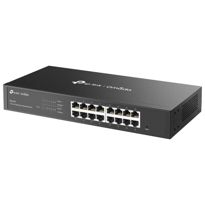 TP-Link ES216G Omada Switch di Rete Gestito L2 16 Porte Gigabit Ethernet Fanless Montaggio Rack colore Nero