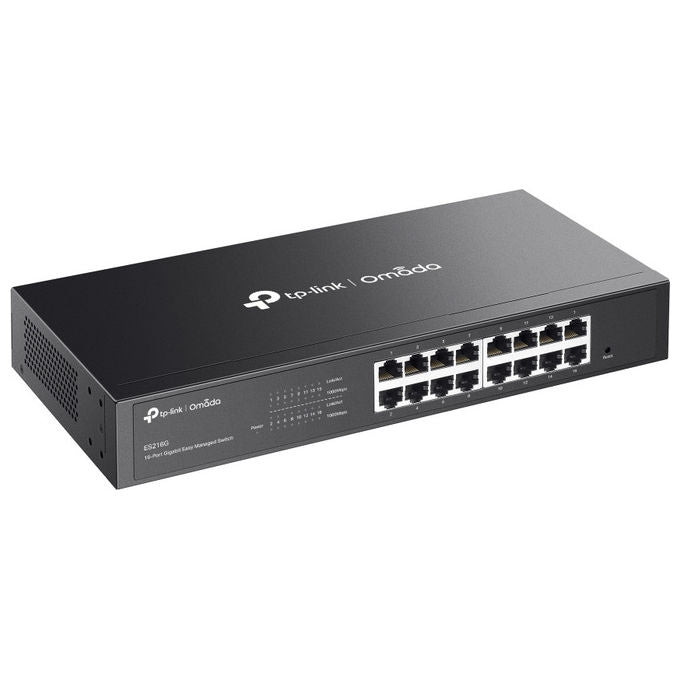 TP-Link ES216G Omada Switch di Rete Gestito L2 16 Porte Gigabit Ethernet Fanless Montaggio Rack colore Nero