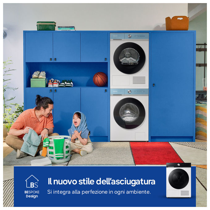 Samsung DV90DB7845GE Bespoke AI Asciugatrice Pompa di Calore 9 Kg Classe A Wi-Fi AI Dry+ (85x60x60 cm) colore Bianco