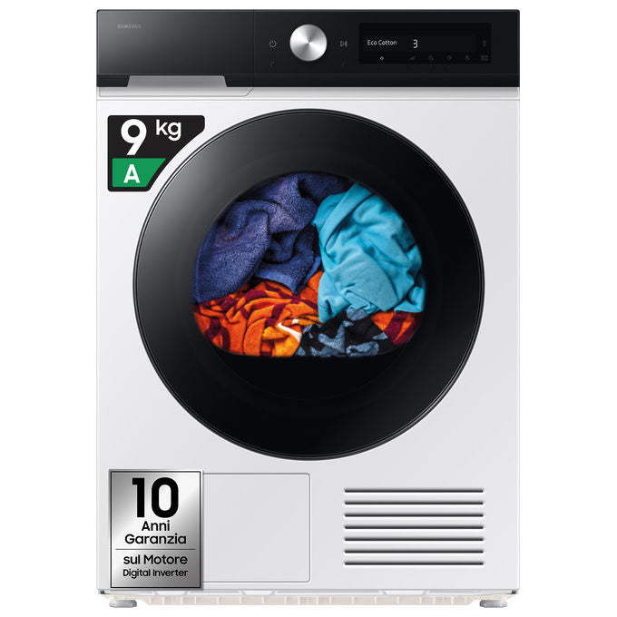 Samsung DV90DB7845GE Bespoke AI Asciugatrice Pompa di Calore 9 Kg Classe A Wi-Fi AI Dry+ (85x60x60 cm) colore Bianco