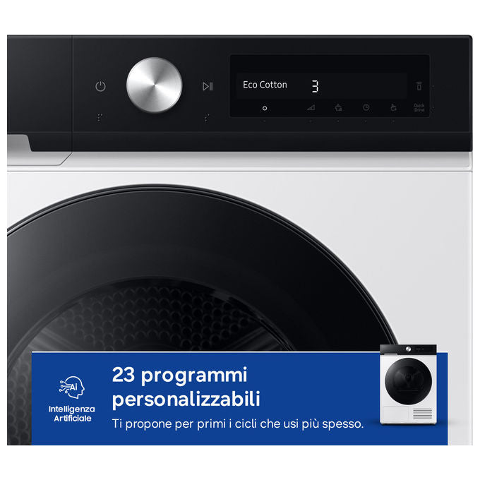 Samsung DV90DB7845GE Bespoke AI Asciugatrice Pompa di Calore 9 Kg Classe A Wi-Fi AI Dry+ (85x60x60 cm) colore Bianco