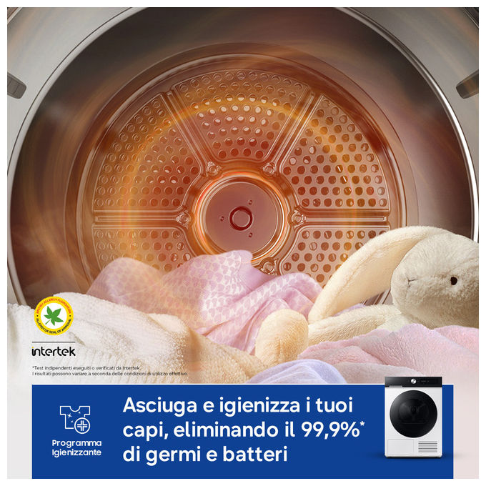 Samsung DV90DB7845GE Bespoke AI Asciugatrice Pompa di Calore 9 Kg Classe A Wi-Fi AI Dry+ (85x60x60 cm) colore Bianco