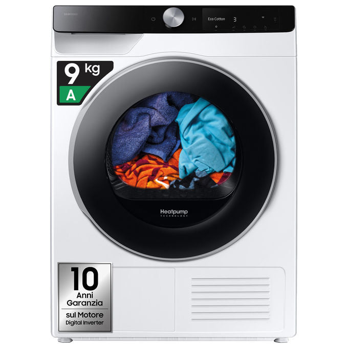 Samsung DV90DG6845LKU3 Serie 6 Asciugatrice Pompa di Calore 9 Kg Classe A AI Control Wi-Fi OptimalDry (85x60x60 cm) colore Bianco