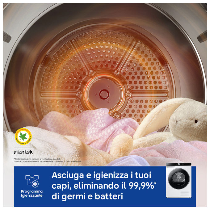 Samsung DV90DG6845LKU3 Serie 6 Asciugatrice Pompa di Calore 9 Kg Classe A AI Control Wi-Fi OptimalDry (85x60x60 cm) colore Bianco