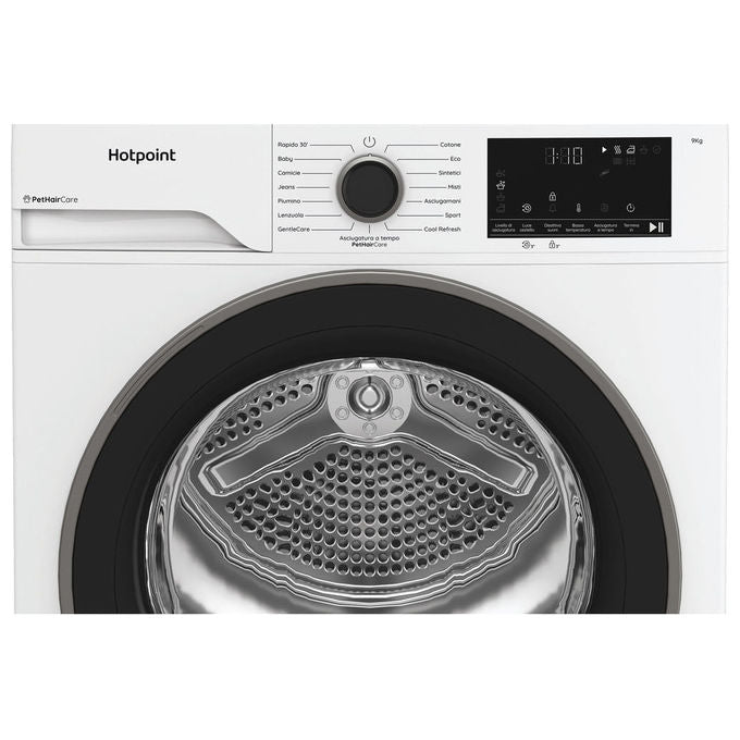 Hotpoint HPT 93D BS IT Délica Asciugatrice Pompa di Calore 9 Kg Classe D EasyIron PetHair Care (84.6x59.8x60.7 cm) colore Bianco
