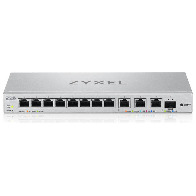 Zyxel XGS1250-12-ZZ0102F Switch Gestito L2 12 Porte 8x 1G 3x 10G 1x SFP+ 96 Gbit-s Fanless colore Grigio