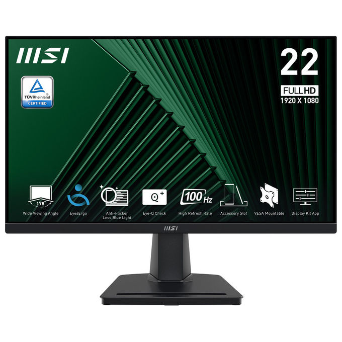 MSI PRO MP225V Monitor PC 21.4'' Full HD VA 100Hz 4ms HDMI VGA VESA colore Nero