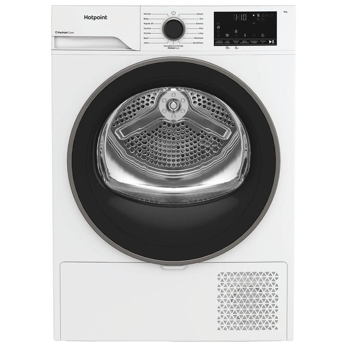 Hotpoint HPT94DBSIT Déclica Asciugatrice Pompa di Calore 9 Kg Classe C EasyIron PetHair 15 Programmi (85x60x67 cm) colore Bianco