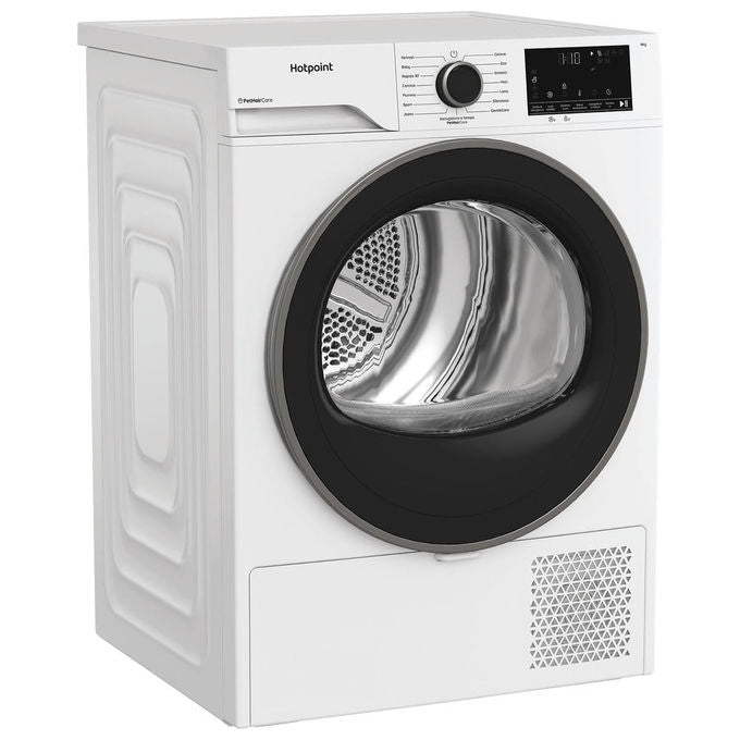 Hotpoint HPT94DBSIT Déclica Asciugatrice Pompa di Calore 9 Kg Classe C EasyIron PetHair 15 Programmi (85x60x67 cm) colore Bianco