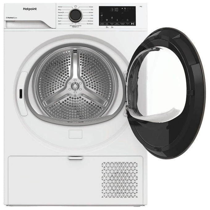 Hotpoint HPT94DBSIT Déclica Asciugatrice Pompa di Calore 9 Kg Classe C EasyIron PetHair 15 Programmi (85x60x67 cm) colore Bianco