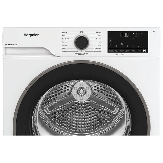 Hotpoint HPT94DBSIT Déclica Asciugatrice Pompa di Calore 9 Kg Classe C EasyIron PetHair 15 Programmi (85x60x67 cm) colore Bianco