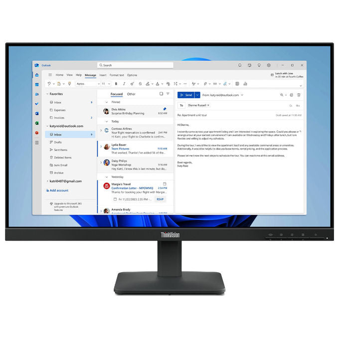 Lenovo 64B5KAT1EU ThinkVision S24-4e Monitor PC 23.8'' Full HD IPS LED 1920x1080 100Hz 6ms VESA colore Nero
