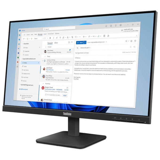 Lenovo 64B5KAT1EU ThinkVision S24-4e Monitor PC 23.8'' Full HD IPS LED 1920x1080 100Hz 6ms VESA colore Nero