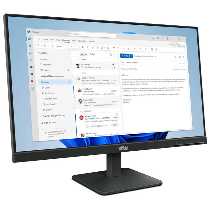 Lenovo 64B5KAT1EU ThinkVision S24-4e Monitor PC 23.8'' Full HD IPS LED 1920x1080 100Hz 6ms VESA colore Nero