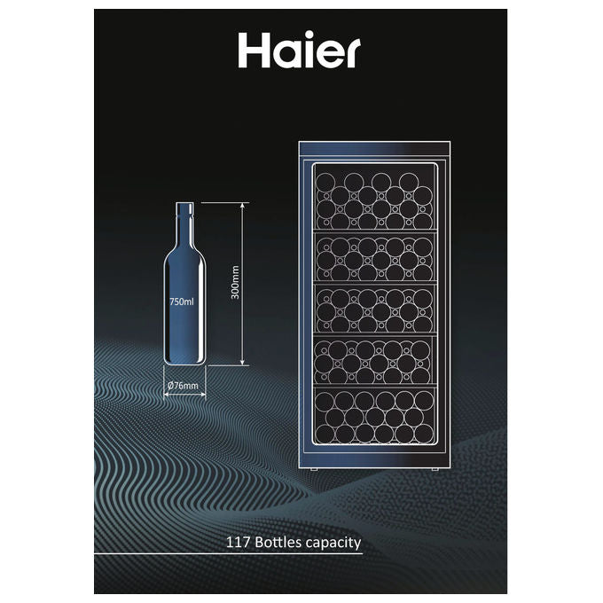 Haier WS120GA Wine Bank 60 Serie 5 Cantinetta Vino con Compressore 117 Bottiglie 220 L Classe G 38 dB Wi-Fi colore Nero