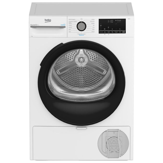 Beko BMGT491SBI Asciugatrice Pompa di Calore 9 Kg Classe C Motore Inverter SteamCure Display Digitale (85x60x67 cm) colore Bianco