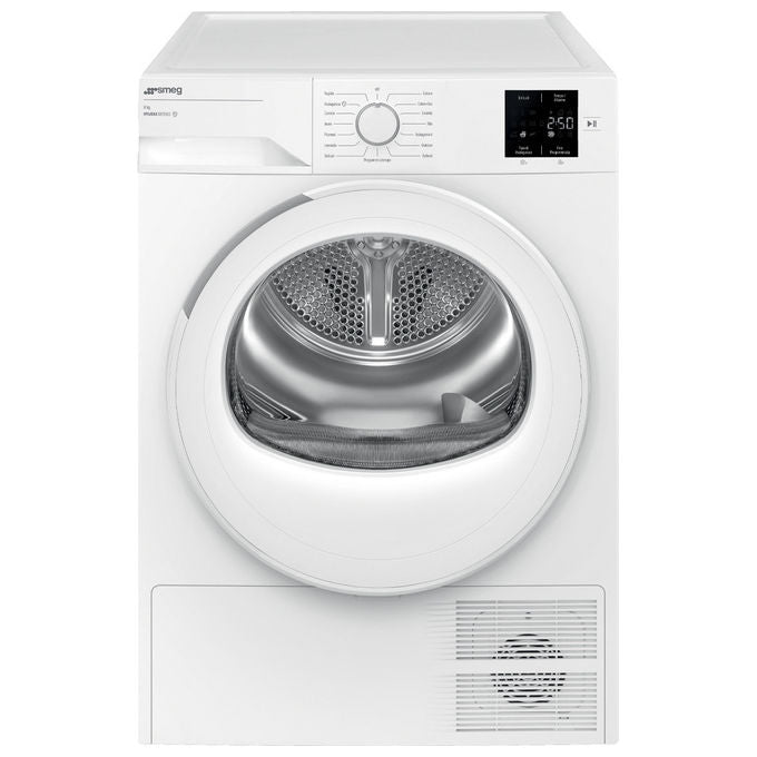 Smeg DRC08EE Asciugatrice Pompa di Calore 8 Kg Classe E 15 Programmi Sensore Umidita' 64 dB (84.6x59.8x54.6 cm) colore Bianco
