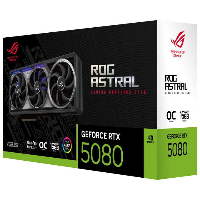 Asus ROG-ASTRAL-RTX5080-O16G-GAMING ROG Astral Scheda Grafica GeForce RTX 5080 OC 16 GB GDDR7 256 bit PCIe 5.0 DLSS 4 colore Nero