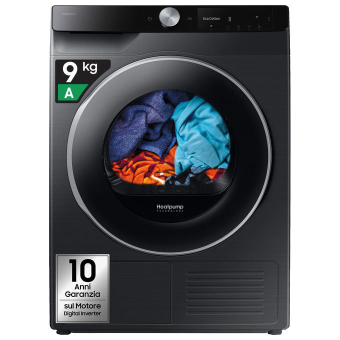 Samsung DV90DG6845LB Series 6 Asciugatrice Pompa di Calore 9 Kg Classe A Wi-Fi SmartThings Super Speed (85x60x60 cm) colore Nero