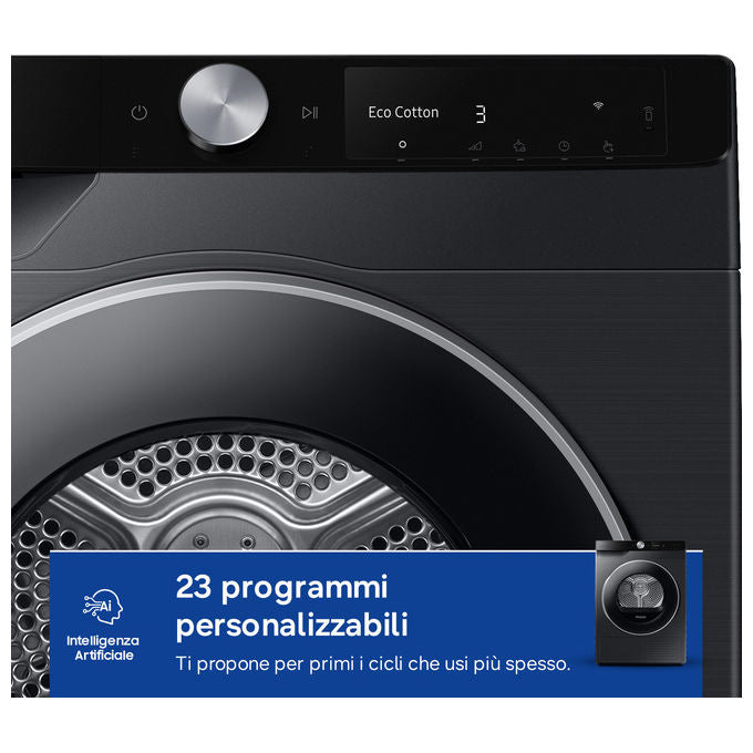 Samsung DV90DG6845LB Series 6 Asciugatrice Pompa di Calore 9 Kg Classe A Wi-Fi SmartThings Super Speed (85x60x60 cm) colore Nero
