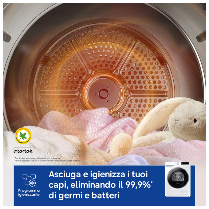 Samsung DV90DG6845LE Series 6 Asciugatrice Pompa di Calore 9 Kg Classe A WiFi OptimalDry AI Dry+ (85x60x60 cm) colore Bianco