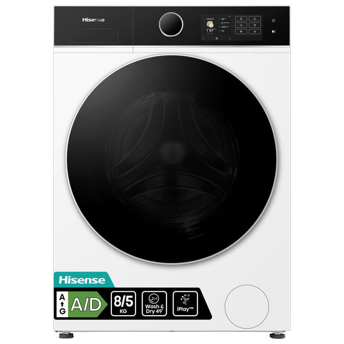 Hisense WD5I8043BWF Lavasciuga Frontale 8-5 Kg 1400 rpm Classe A-D WiFi Vapore (84.5x59.5x47 cm) colore Bianco