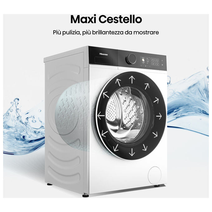 Hisense WD5I8043BWF Lavasciuga Frontale 8-5 Kg 1400 rpm Classe A-D WiFi Vapore (84.5x59.5x47 cm) colore Bianco
