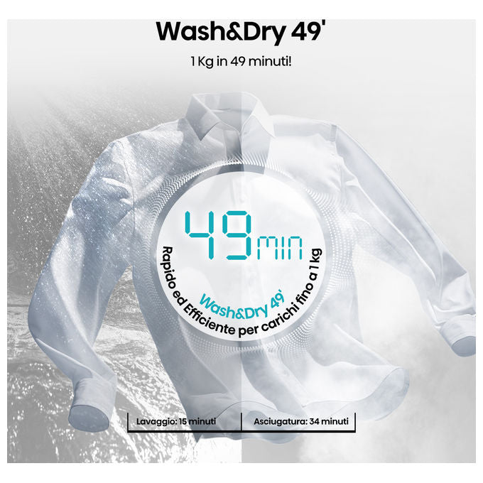 Hisense WD5I8043BWF Lavasciuga Frontale 8-5 Kg 1400 rpm Classe A-D WiFi Vapore (84.5x59.5x47 cm) colore Bianco