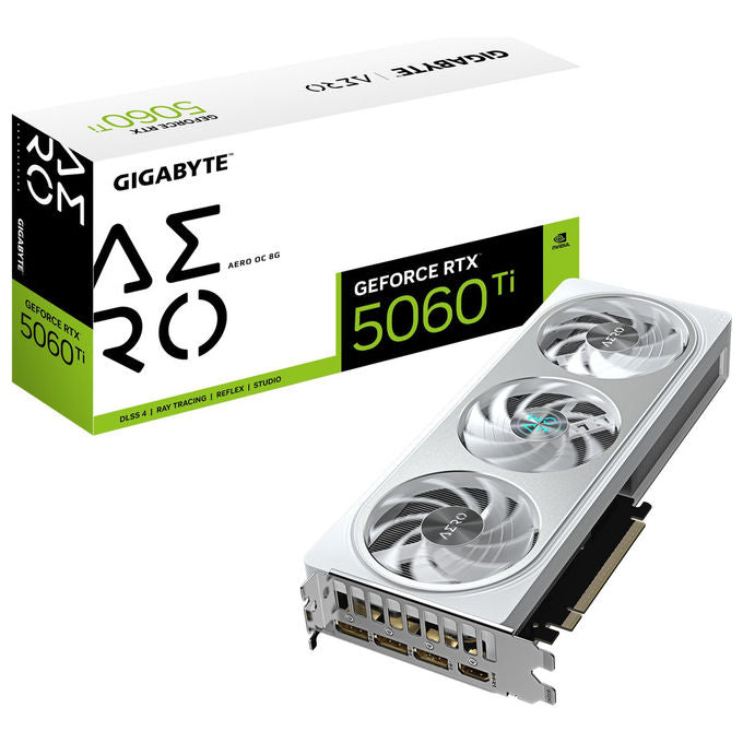 Gigabyte GV-N506TAERO OC-8GD AERO OC Scheda Grafica GeForce RTX 5060 Ti 8 GB GDDR7 128 bit PCI-E 5.0 2647 MHz WINDFORCE 3X colore Bianco