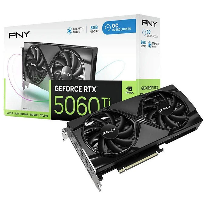 PNY VCG5060T8DFXPB1-O GeForce RTX 5060 Ti Scheda Grafica OC 8GB GDDR7 128 bit PCIe 5.0 4608 CUDA DLSS 4 colore Nero