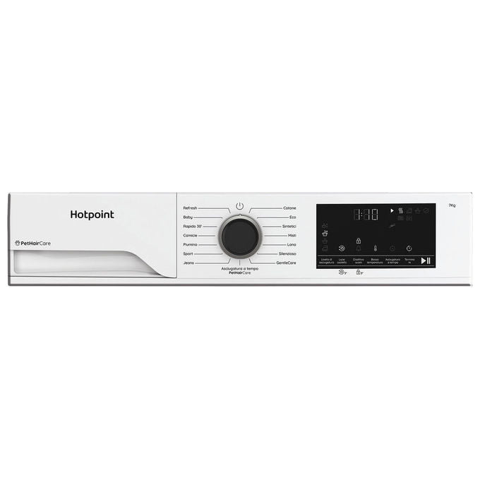 Hotpoint HPTS 74D BS IT Délica Asciugatrice Pompa di Calore Slim 7 Kg Classe C Motore Inverter BPM EasyIron PetHair Care (85x60x55 cm) colore Bianco