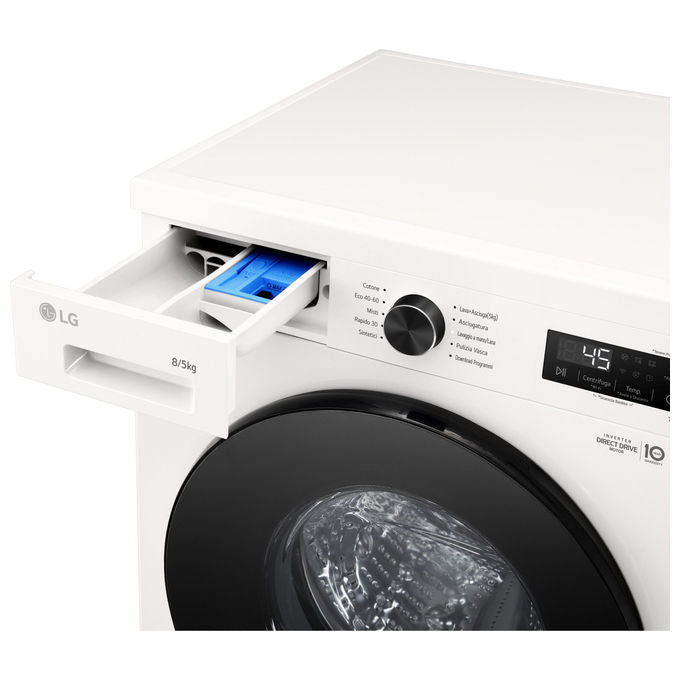 LG W4NX1085NWB Serie X1 Lavasciuga Frontale 8-5 Kg 1400 rpm Classe A-E Wi-Fi Allergy Care (85x60x55 cm) colore Bianco
