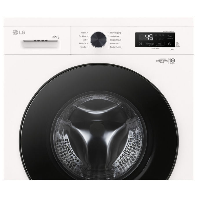 LG W4NX1085NWB Serie X1 Lavasciuga Frontale 8-5 Kg 1400 rpm Classe A-E Wi-Fi Allergy Care (85x60x55 cm) colore Bianco