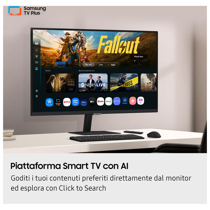 Samsung LS32FM700UUXEN M7 M70F Smart Monitor 32'' 4K UHD VA 60 Hz HDR10 Wi-Fi Bluetooth 5.2 colore Nero