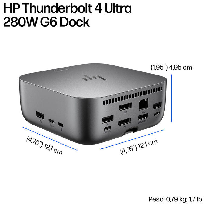 HP AW5M5UT Thunderbolt 4 Ultra G6 Docking Station 280W 8K 360Hz HDMI 2.1 2x DisplayPort 1.4 USB-C 2.5GbE colore Grigio