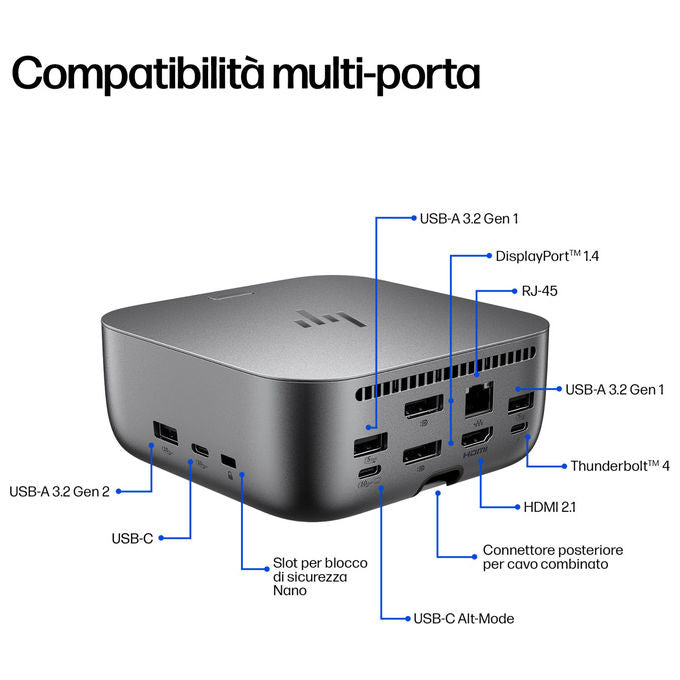 HP AW5M5UT Thunderbolt 4 Ultra G6 Docking Station 280W 8K 360Hz HDMI 2.1 2x DisplayPort 1.4 USB-C 2.5GbE colore Grigio