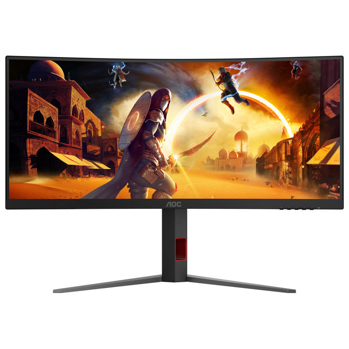 AOC CU34G4 Monitor PC Curvo 34'' WQHD 3440x1440 Fast VA 180Hz 1ms HDR10 AMD FreeSync Premium colore Nero Rosso