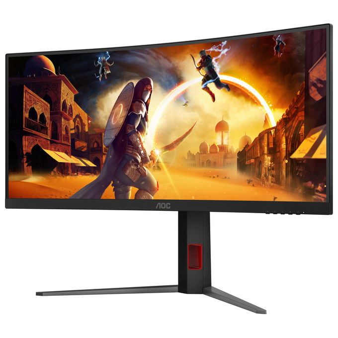 AOC CU34G4 Monitor PC Curvo 34'' WQHD 3440x1440 Fast VA 180Hz 1ms HDR10 AMD FreeSync Premium colore Nero Rosso