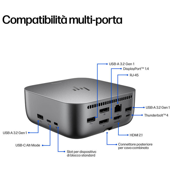 HP 9X472UT Thunderbolt 4 G6 Docking Station 100W USB-C 5K Ultra HD 2500 Mbit-s colore Grigio