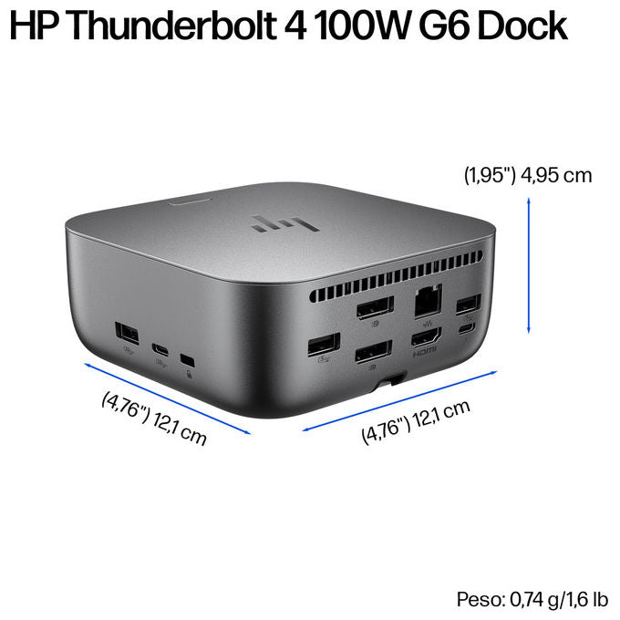 HP 9X472UT Thunderbolt 4 G6 Docking Station 100W USB-C 5K Ultra HD 2500 Mbit-s colore Grigio