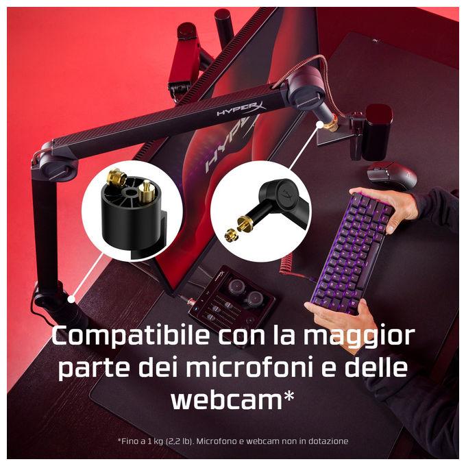 HyperX 872V1AA QuadCast 2 Microfono da Tavolo USB 24bit 96kHz 4 Pattern Polari RGB colore Nero