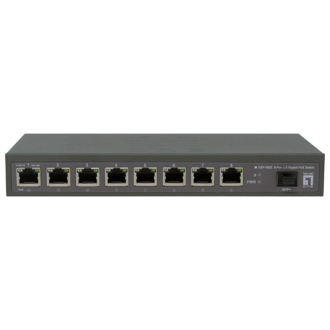 LevelOne GEP-0925 Switch Non Gestito 8 Porte 2.5G PoE+ 1 Slot SFP+ 10G Budget PoE 120W colore Nero