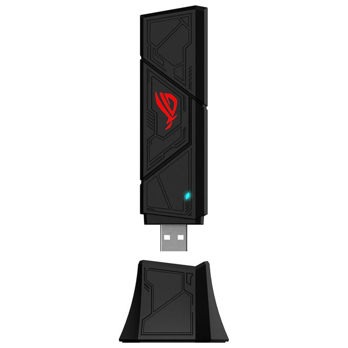 Asus ROG USB-BE92 Adattatore USB WiFi 7 BE6500 Tri-Band 6500 Mbps MLO 4096-QAM USB-A USB-C WPA3 colore Nero