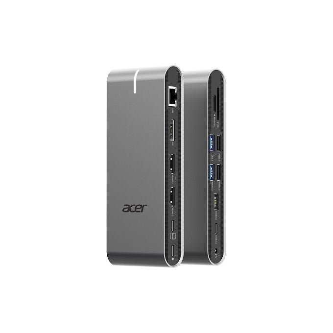Acer HP.DSCAB.022 Docking Station USB-C 15 in 1 2x HDMI DisplayPort 100W PD Gigabit Ethernet colore Grigio