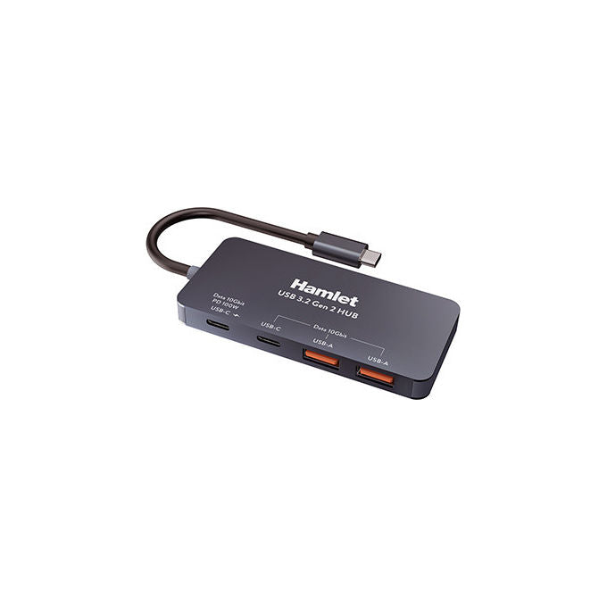 Hamlet XHUB-432C-10G-Y Hub USB-C 3.2 Gen 2 4 Porte 2x USB-A 2x USB-C 10 Gbps Power Delivery 100W colore Grigio
