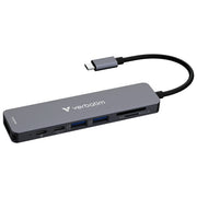 Verbatim 32158 Hub USB-C 7 Porte USB 3.2 Gen 1 HDMI 4K lettore schede SD microSD Power Delivery 100W colore Grigio
