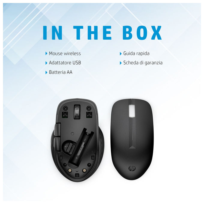 HP 3B4Q5UT Mouse Wireless Multi-Dispositivo 435 Ambidestro 4000 DPI RF Bluetooth 5 Tasti colore Nero