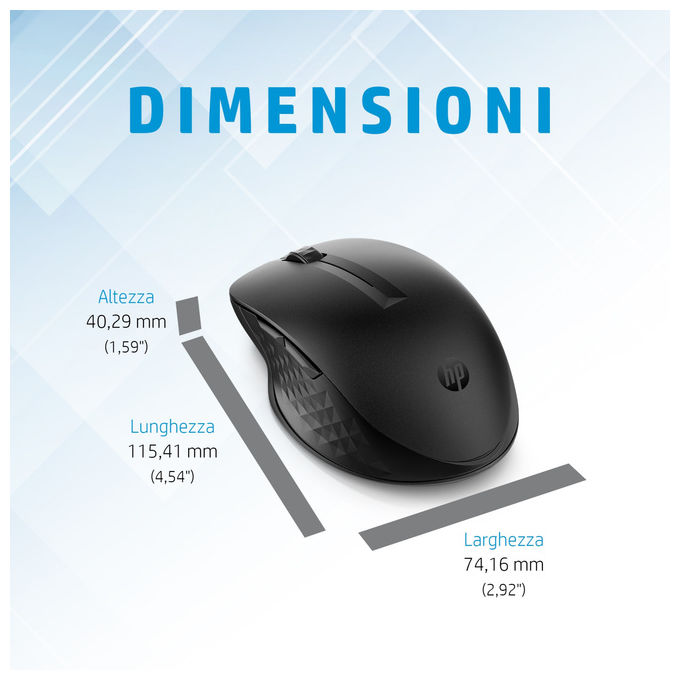 HP 3B4Q5UT Mouse Wireless Multi-Dispositivo 435 Ambidestro 4000 DPI RF Bluetooth 5 Tasti colore Nero