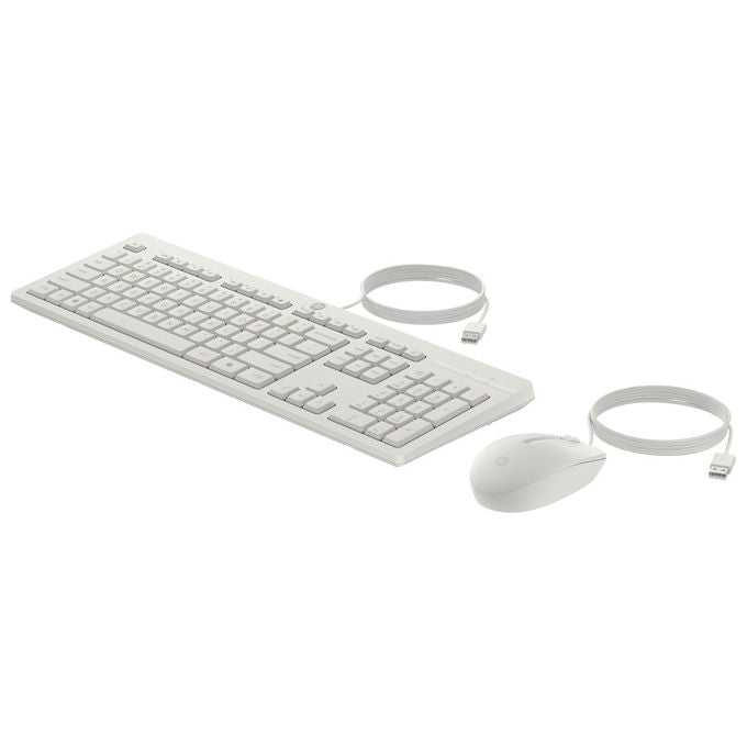 HP AW5S6AA 225 Wired Kit Tastiera Full-size e Mouse Ottico USB 1200 DPI Layout Italiano colore Bianco