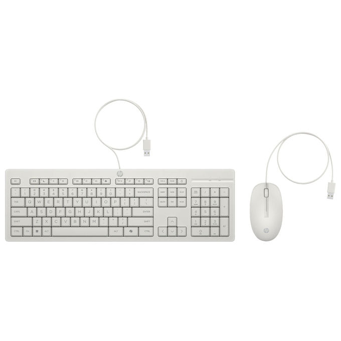 HP AW5S6AA 225 Wired Kit Tastiera Full-size e Mouse Ottico USB 1200 DPI Layout Italiano colore Bianco